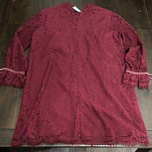 Elegant Burgundy Lace Dress